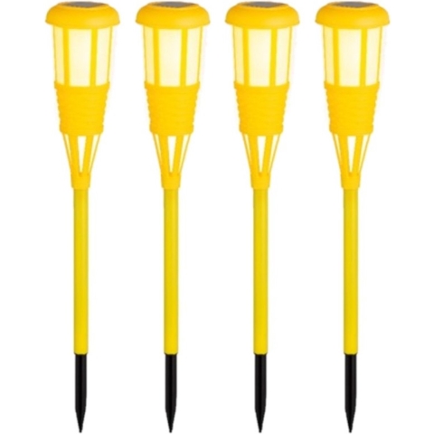 8x stuks solar tuinfakkel/tuinlamp geel op zonne-energie 61 cm -