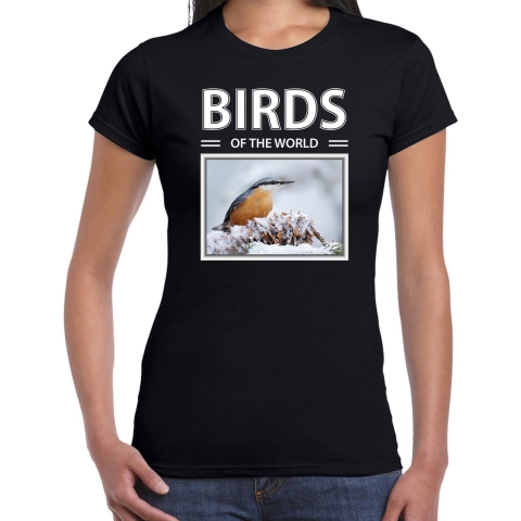 Boomklever vogels t-shirt met dieren foto birds of the world zwart voor dames L -