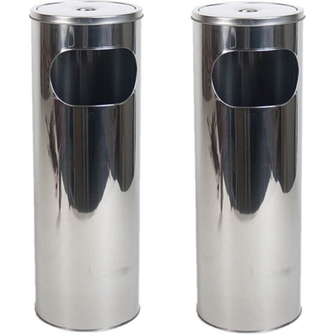 Set van 2x stuks staande hoge asbakken zilver 20 x 59 cm -