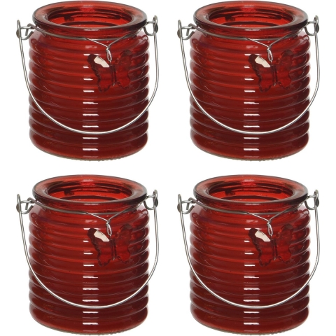 Citronella kaars - 10x - in windlicht - rood - 20 branduren - citrusgeur -