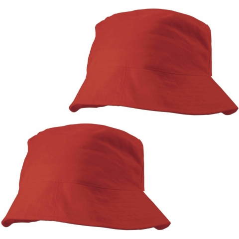 Festival Zonnehoedje voor volwassenen - 5x - rood - 100% katoen - Zon bescherming -