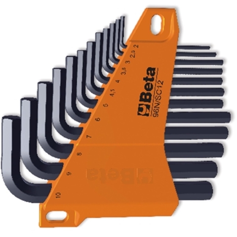 Beta 12-delige set haakse inbussleutels gebruneerd (art. 96N) met support 96N/SC12 - 000960661