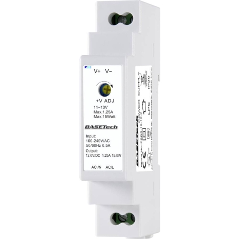 Basetech PSDS-15-12-2 DIN-rail netvoeding 12 V 1.25 A 15 W Aantal uitgangen: 1 x Inhoud: 1 stuk(s)