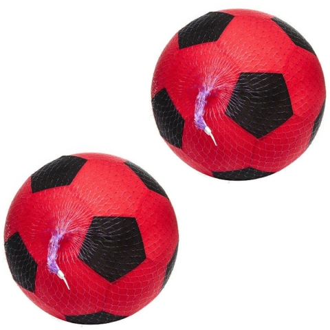 Softbal foam - 2x - voetbal print - rood - zacht - 50 cm - speelgoed ballen -