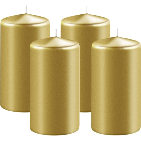 Enlightening Candles Cilinder/stompkaars - 4x - goud - D6 x H15 cm - 58 branduur -