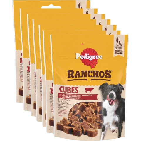 7x Pedigree Ranchos Cubes Hondensnacks Rund 70 gr