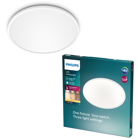 Philips Super Slim plafonnière - 18W - 3 lichtinstellingen - warmwit licht (2700 K) - Wit