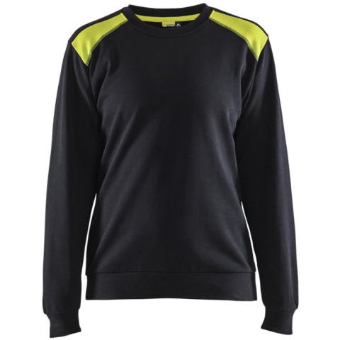 Blåkläder Sweatshirt bicolour Dames 34081158 | Zwart/High-Vis Geel | Maat XXL - 7330509814703