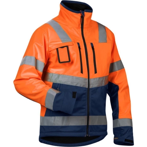 Blåkläder Softshell jack High-Vis 49002517 | High Vis Oranje/Marineblauw | Maat M - 7330509390108