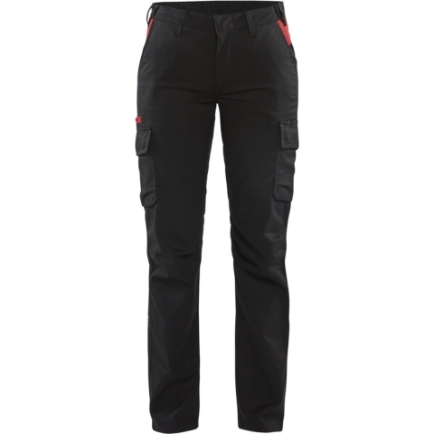 Blåkläder Dames industrie werkbroek stretch/elastiek 71441832 | Zwart/Rood | Maat 32 - 7330509763490
