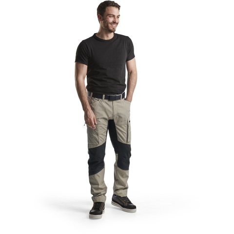 Blåkläder Service werkbroek met stretch 14591845 | Stone/Zwart | Maat 62 - 7330509500644