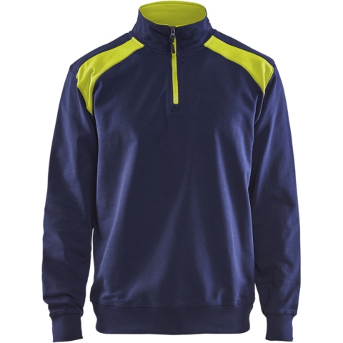Blåkläder Sweatshirt bicolour met halve rits 33531158 | Marine/High-Vis Geel | Maat XXL - 7330509597163