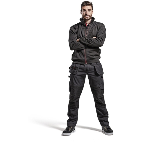 Blåkläder Service werkbroek met stretch en spijkerzakken 14961330 | Zwart/Rood | Maat 52 - 7330509548899
