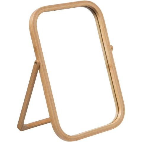 5Five Staande make-up spiegel/scheerspiegel - op standaard - bamboe - 28 x 39 cm -