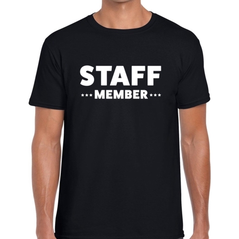 Staff member / personeel tekst t-shirt zwart heren M -