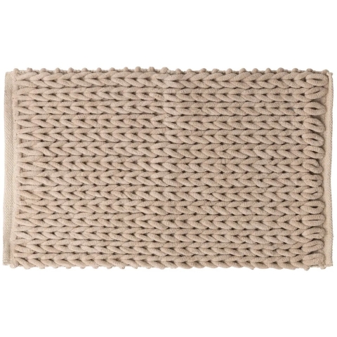 5Five extra dikke kabels Badmat - beige - 50 x 75 cm - Badkamer kleedjes - dikte van 2.2 cm -