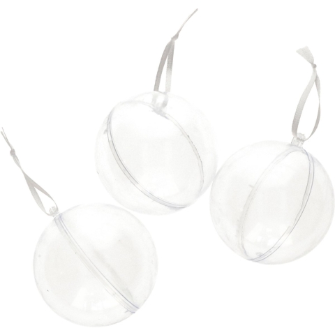 DIY kerstballen - 12x st - D8 cm - doe het zelf hobby kerstballen - transparant -