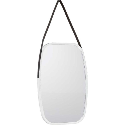 Giftdecor Wandspiegel aan ophangkoord - frame kleur wit - 43 x 65 cm -