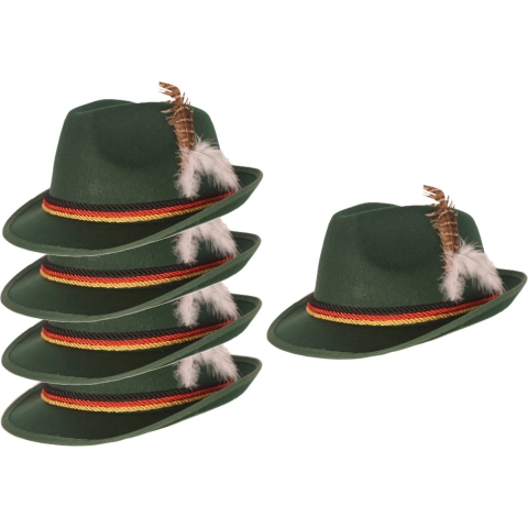 Verkleed hoedje voor Oktoberfest/Duits/Tiroler - 5x - groen - volwassenen - Carnaval -