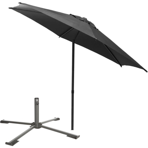 Hespiride tuin terras Parasol Soya - antraciet - D270 x H220 cm - Steel 38 mm - met kruisvoet -