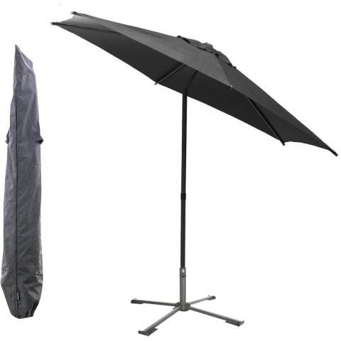 Hespiride tuin terras Parasol Soya - antraciet - D270 x H220 cm - met kruisvoet - en beschermhoes -