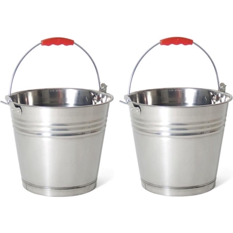 Gerimport Emmer - 2x - zink - 15 liter - met kunststof handvat - bloempot -