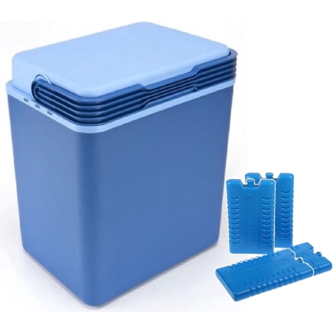 Grote koelbox donkerblauw 32 liter 40 x 30 x 45 cm incl. 4 koelelementen -