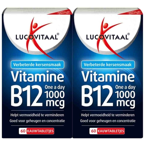 Gratis Verzending: 2x Lucovitaal Vitamine B12 1000mcg 60 kauwtabletten