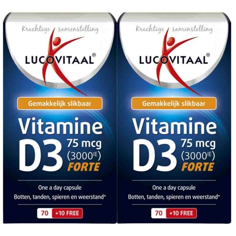 Gratis Verzending: 2x Lucovitaal Vitamine D3 75mcg Forte 80 capsules
