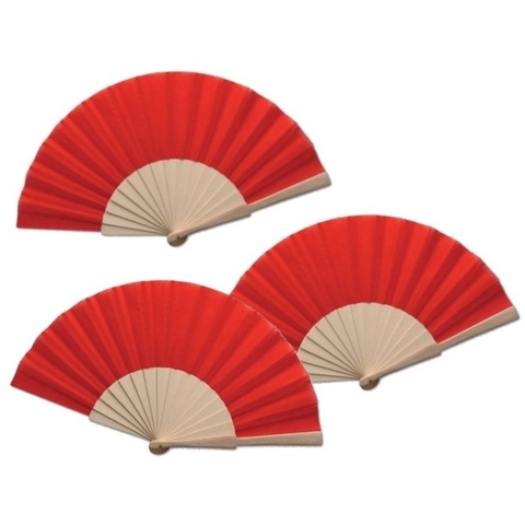 Spaanse waaier - 30x - rood - 42 x 23 cm - hout - verkoelend - handwaaier -