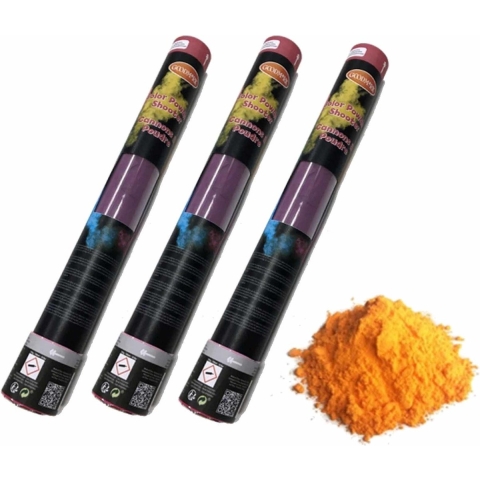 Pakket van 3x stuks kleurenpoeder shooters oranje 40 cm -