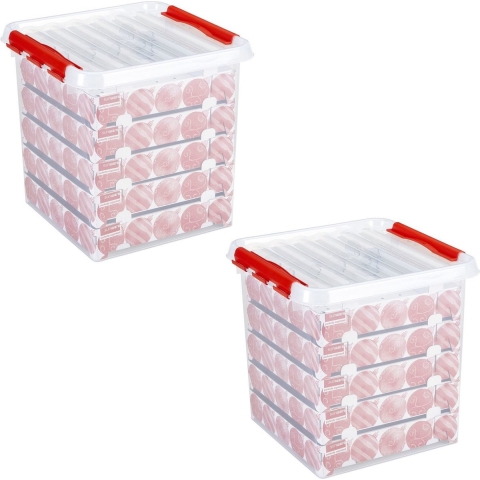 2x Kerstballen/kerstversiering opruimen opbergboxen 125 kerstballen -