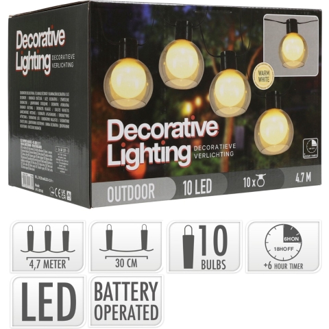 Decorative Lighting 10 LED lampen voor buiten EN binnen - INCL timer