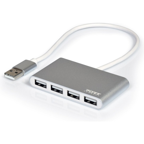 PORT Designs 900120 USB 2.0-hub 4 poorten Grijs, Wit