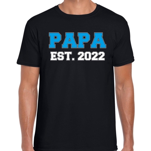 Papa est 2022 t-shirt zwart voor heren - Aanstaande vader/ papa cadeau M -