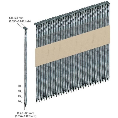 Metabo D34 Spijkers | 2,8 x 75 MM | Papiergebonden | NK G12 Ring | 4000 stuks - 630153000