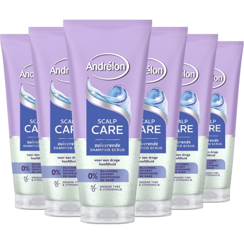 6x Andrelon Shampoo Scrub Anti Roos 200 ml
