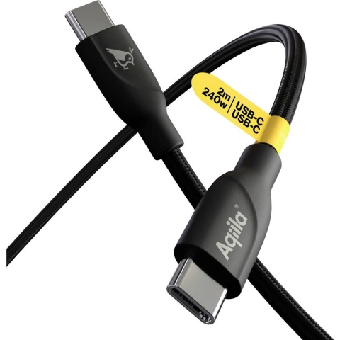 Aqiila USB-C-kabel USB 2.0 USB-C stekker 2.00 m Zwart AQCBPBICB3BD874