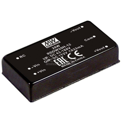 MW Mean Well RDDW20G-12 DC/DC-converter 835 mA 20 W Aantal uitgangen: 2 x Inhoud 1 stuk(s)