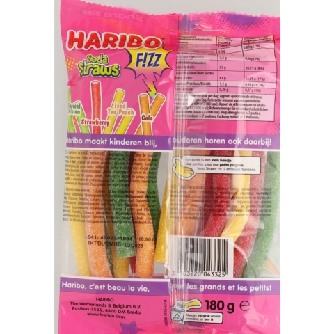 9x Haribo Soda Straws F!ZZ 185 gr