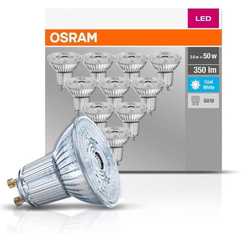 OSRAM HOMELIGHTING 4058075036703 LED-lamp Energielabel F (A - G) GU10 Reflector 4.3 W = 50 W Neutraalwit (Ø x h) 50 mm x 50 mm 10 stuk(s)