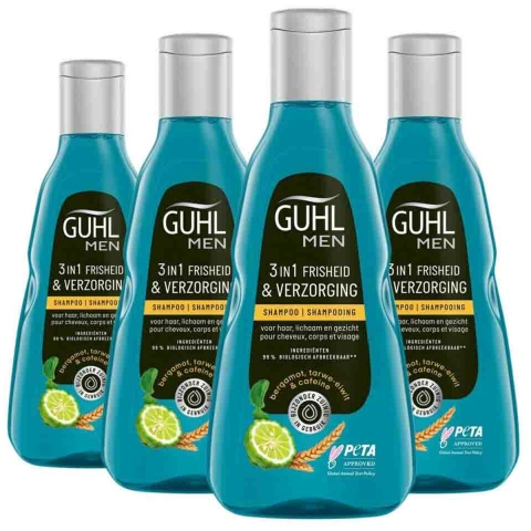 4x Guhl Shampoo Man Freshness&Care 250 ml
