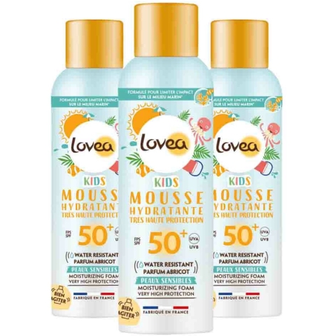3x Lovea Sun Zonnebrand Kids Mousse Very High Protection SPF 50+ 150 ml