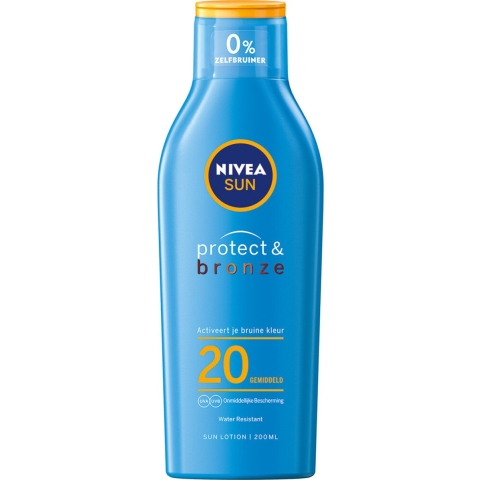 6x Nivea Sun Protect&Bronze Zonnemelk SPF 20 200 ml