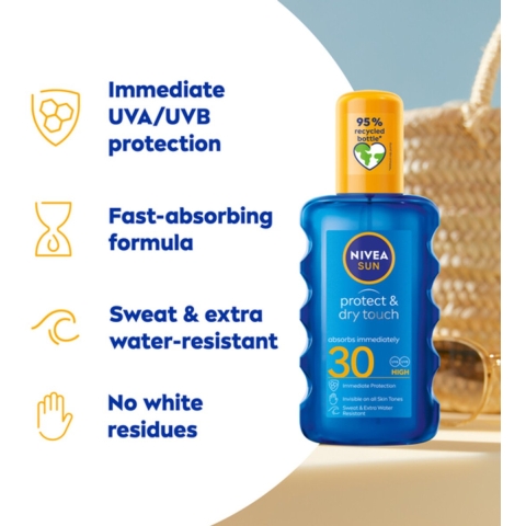 2x Nivea Sun Protect en Dry Touch Verfrissende Vernevelende Spray SPF 30 200 ml