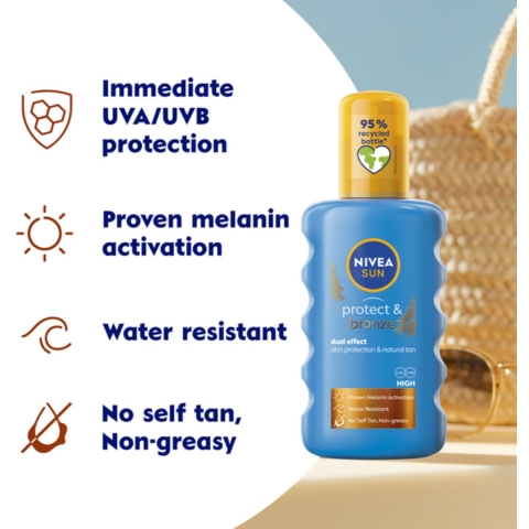 3x Nivea Sun Protect&Bronze Zonnespray SPF 50 200 ml