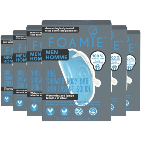 6x Foamie Men 3-In-1 Bar Watermint&Lemon 90 gr