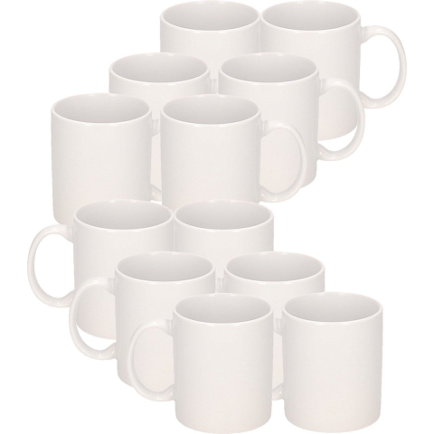 Koffiemokken Basic model - 40x - keramiek - wit - 300 ml - voor kantoor/kantine -
