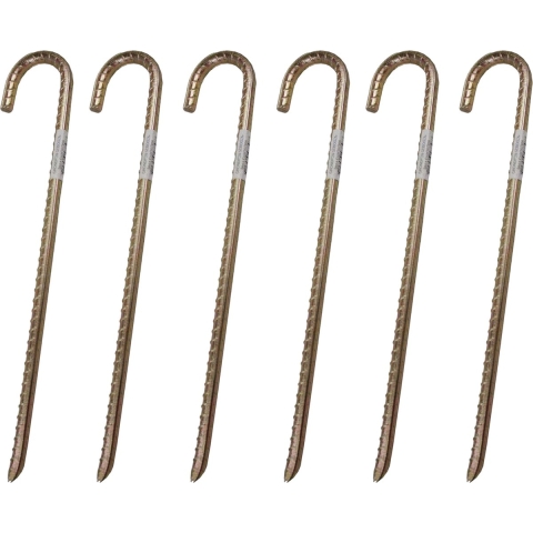 Grondpen/tentharingen - 6x - staal - met open oog - 38 cm - voor harde ondergronden -