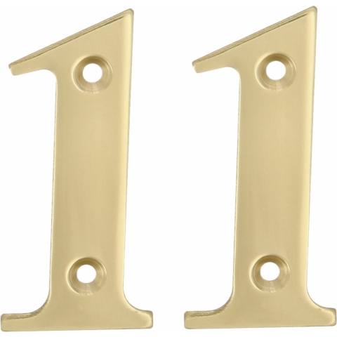 AMIG Huisnummer 11 - massief messing - 10cm - incl. bijpassende schroeven - gepolijst - goudkleu -
